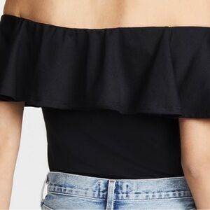 Susana Monaco Black Off The Shoulder Rufflle Shirt - Women S/M